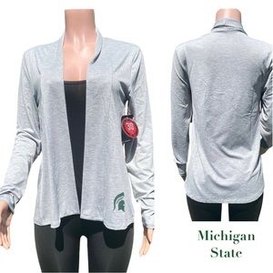 NWT Michigan State Spartans Colosseum Athletics Mist Grey Cardigan Size Small
